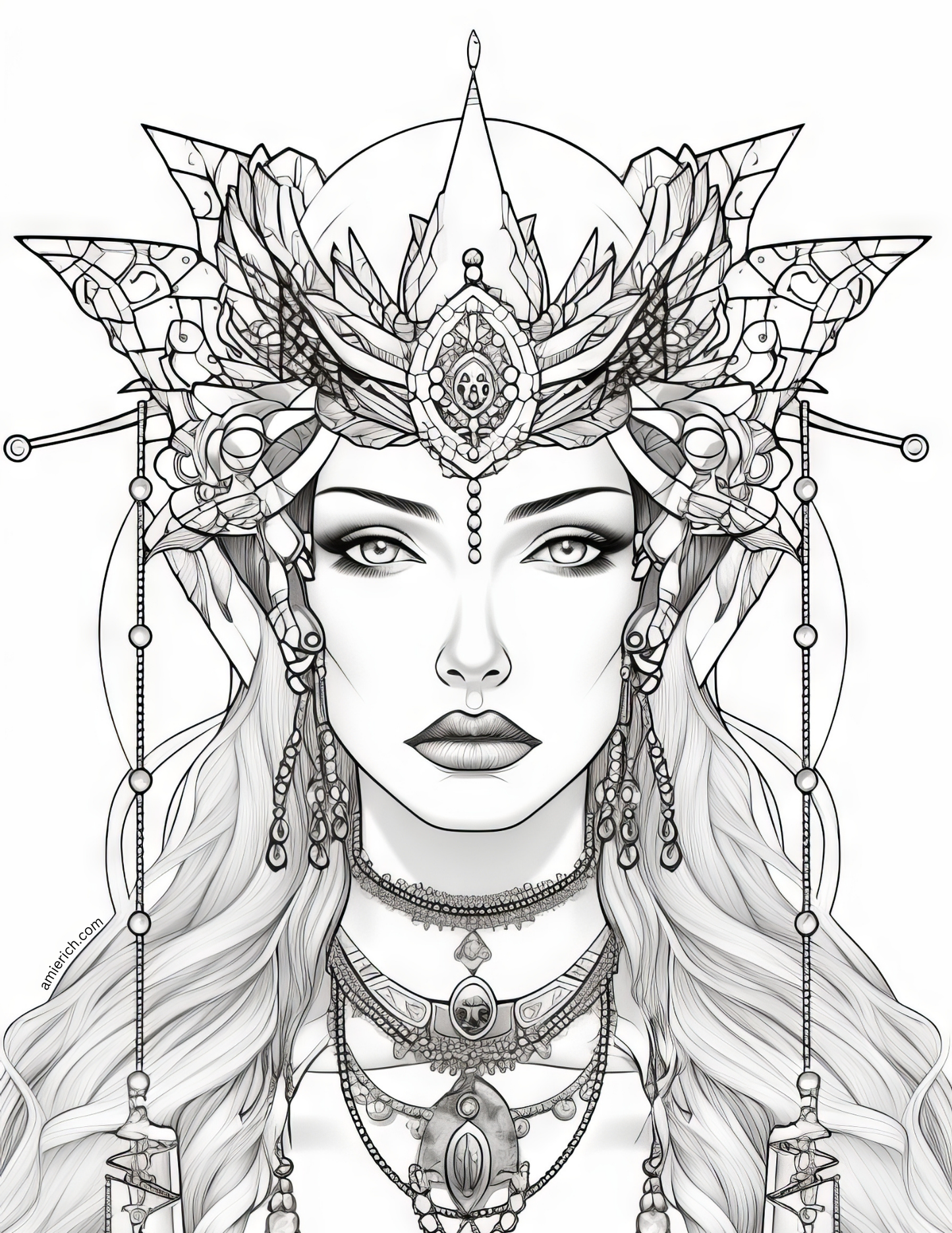 Fantasy Queens Adult Coloring Book (print at home)